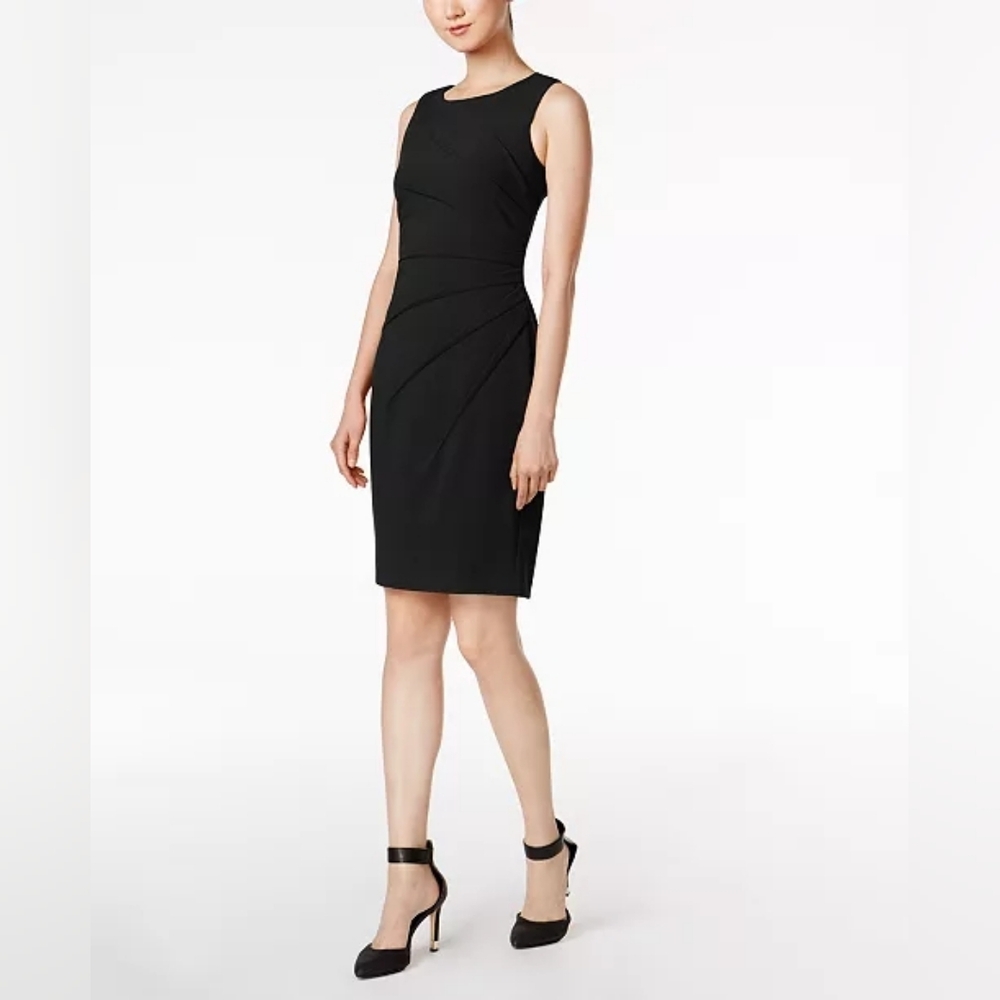 Calvin Klein Women's Black Sleeveless Sunburst Sheath Dress SZ 12